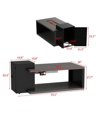 50,000 BTU Metal Outdoor Fire Pit Table with Auto Shut-Off, Propane Storage, Rain Cover and Lava Rocks