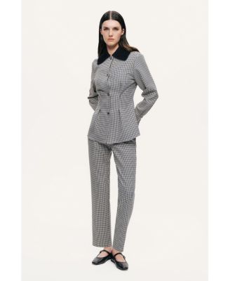 Women's Tailored Micro Check Cigarette Pants