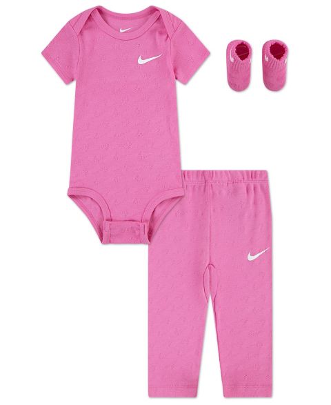 Комплекты Nike Baby Girls' Pointelle Bodysuit, Pants and Socks, 3-Piece Set, цвет: Розовый