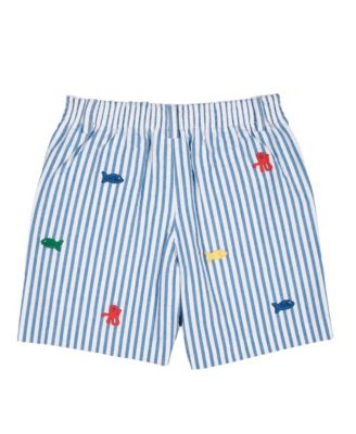 Baby Boy Seersucker Short with Embroidered Sea Creatures
