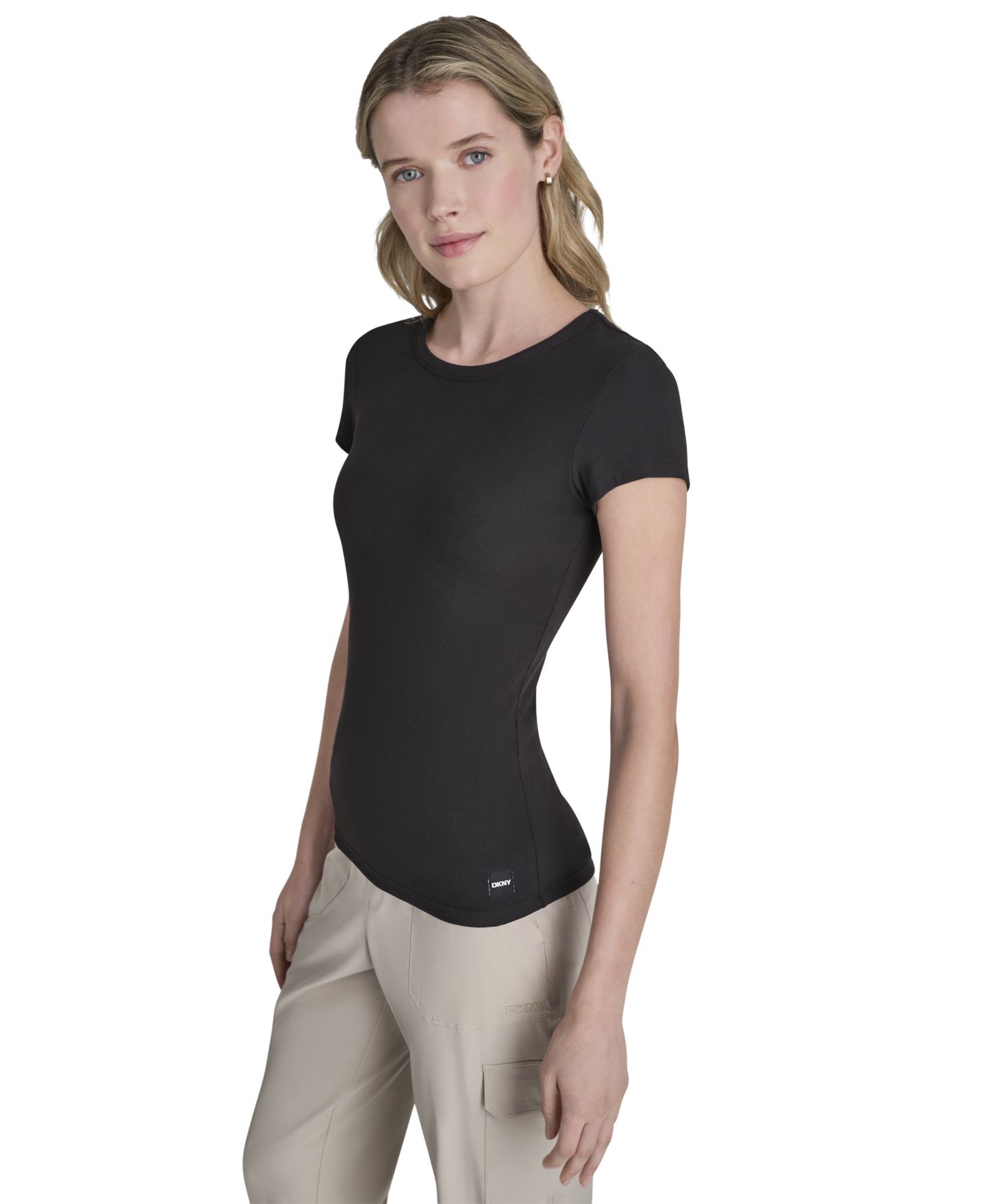 Женская футболка DKNY Sport Hudson Rib Crewneck, цвет: Чёрный — фото 4
