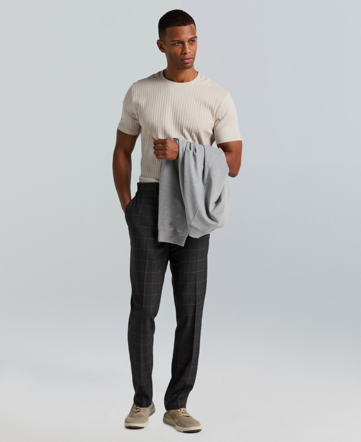 Perry Ellis Portfolio Men's Slim-Fit Gripper Waist Dress Pants