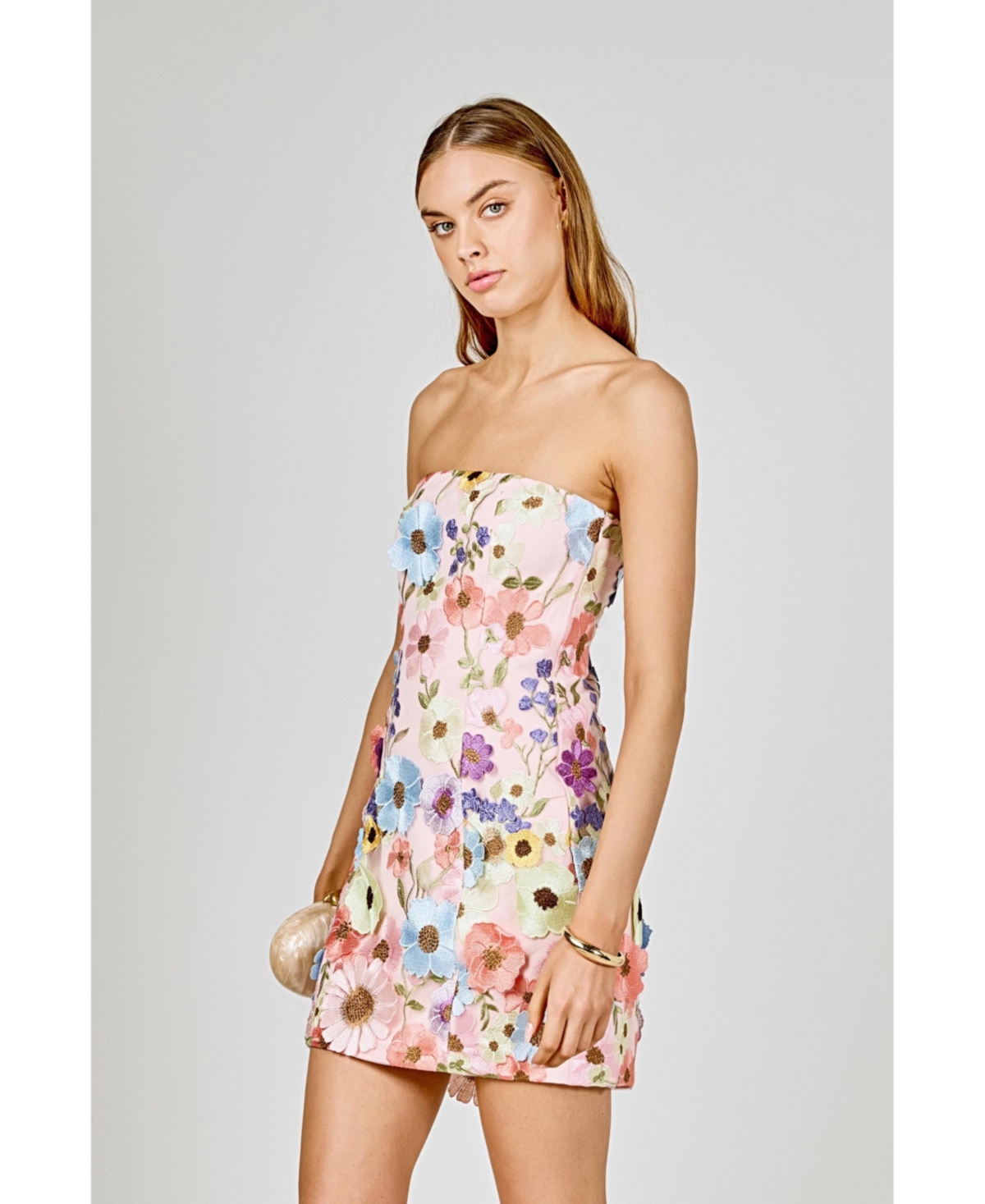 endless rose Women's Floral Embroidered Mini Dress