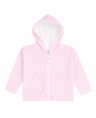 Little Girl Stripe Terry Hoodie with Flower