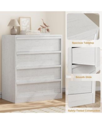 gaomon White 4 Drawer Wooden Dresser, 39" Tall Modern Chest of Drawers for Bedroom or Living Room