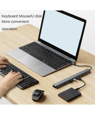 10-in-1 USB-C Hub with 100W PD 2.0 Charging & 4K HDMI Port, Foldable Laptop Stand Docking Station for Office & Home Use