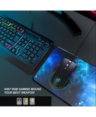 Wired RGB Gaming Mouse,8000 DPI Adjustable, Ergonomic Comfort Grip with 7 Backlight Modes for PC Gamers, Compatible with Windows & Mac