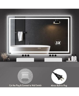 60X36 LED Bathroom Vanity Mirror with Dimmable Dual Front & Back Lights,  Memory Settings, Shatterproof Tempered Glass