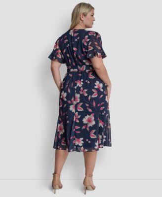 Plus Size Jewel Neck Fit & Flare Midi Dress