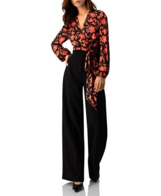 Women's Floral Wrap Blouse with Tie Waist