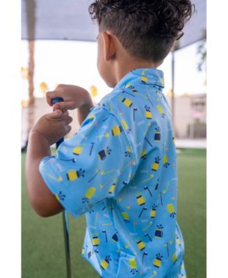 Toddler Boys Golf Print Performance Knit Polo