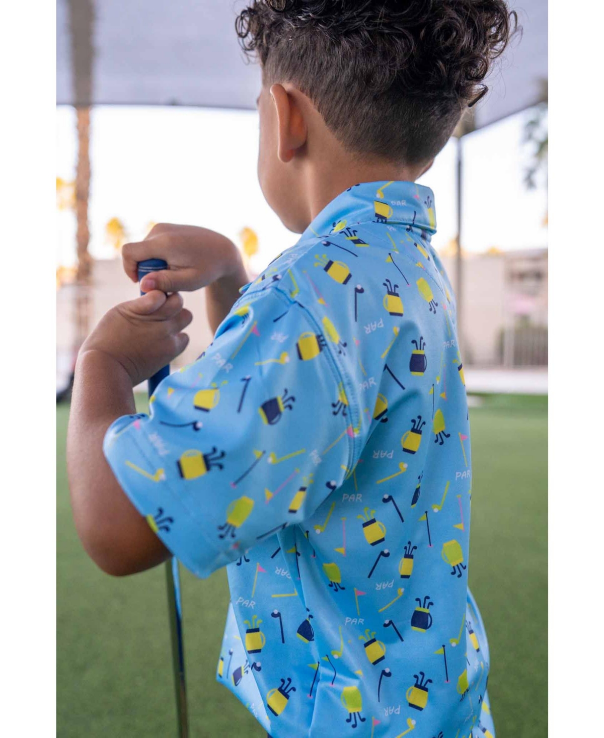 Florence Eiseman Toddler Boys Golf Print Performance Knit Polo