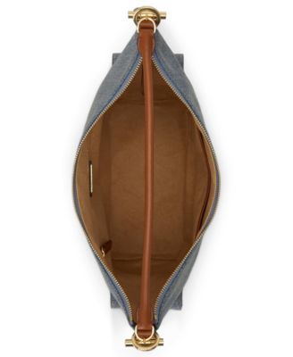 Washed Denim Large Blaike Shoulder Bag 