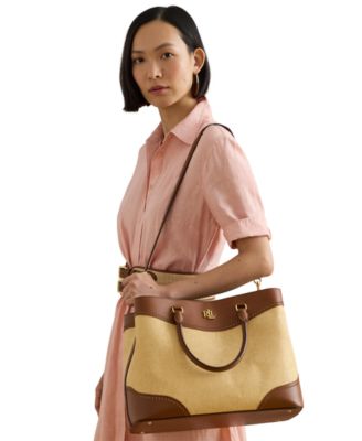 Straw & Leather Large Marcy Satchel Bag