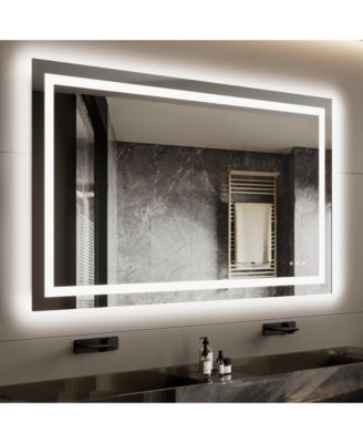 LED Bathroom Mirror with Front and Backlit Illumination, Dimmable Smart Vanity Mirror with Anti-Fog Feature, Memory Function