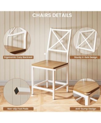 Dining Table Set for 4, Round Kitchen Table and 4 Stool Chair for Dining Room, 44.5" Drop Leaf Desk