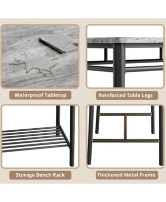 43.3" W Dining Table Set for 4 with Upholstered Bench and 2 Chairs.