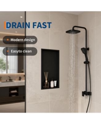 Modern Matte Black Stainless Steel Shower Niche - 24" x 12" Recessed Wall Shelf - Installs Without Tile