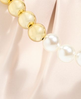 Imitation Pearl Top Handle Satchel Bag