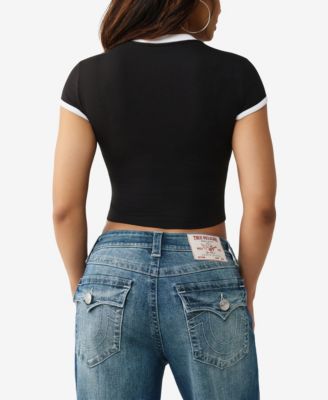 Women's Contrast Sporty Cap Sleeve T-Shirt