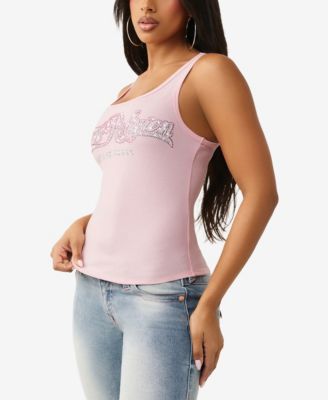 Women's Crystal Square Neck Rib Tank