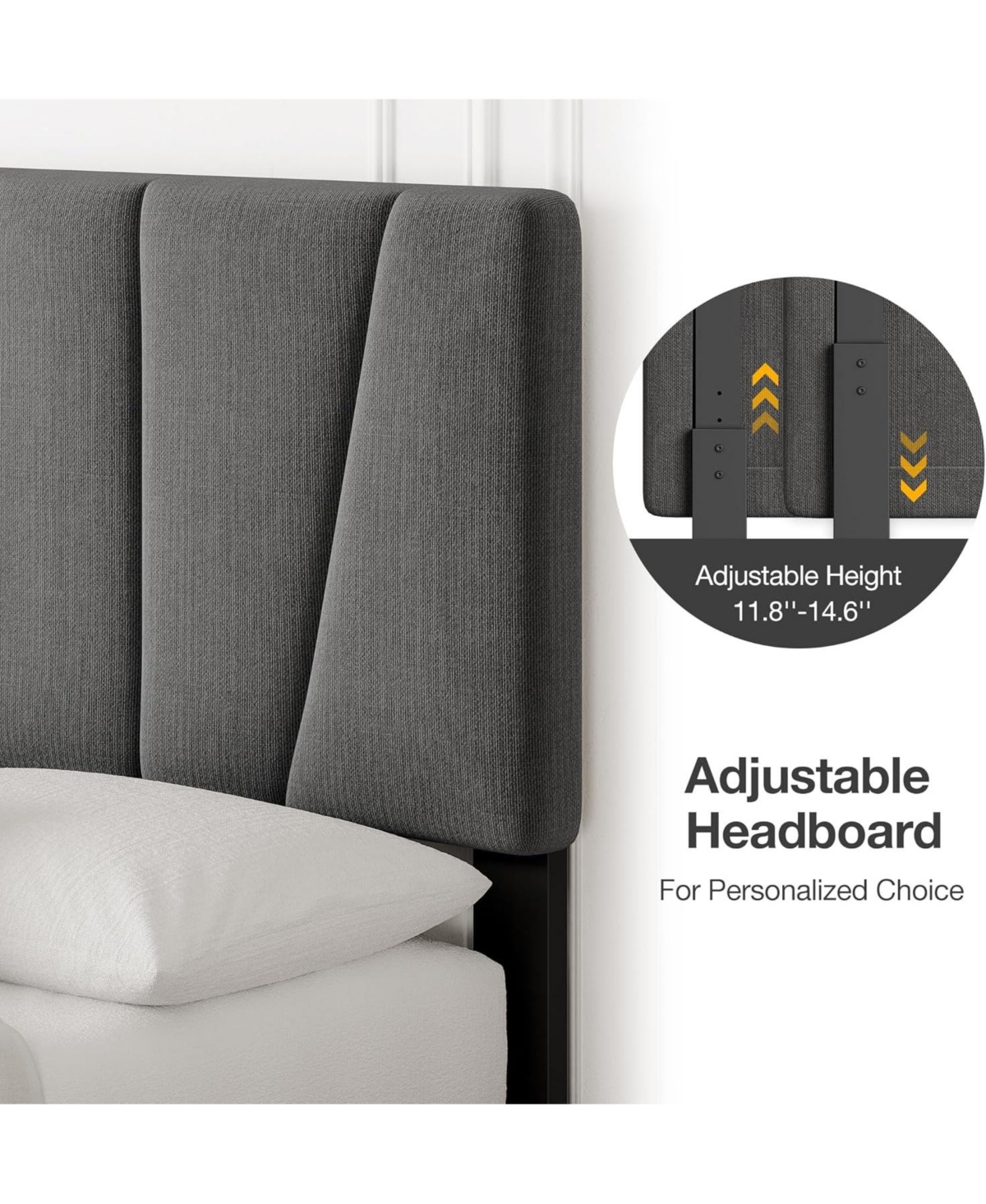 Gaomon Full Size Bed Frame with 4 Storage Drawers and Linen Upholstery Headboard and Footboard