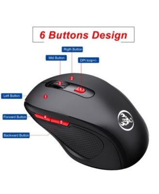 risokeys 2.4G Wireless 6-Button Mouse: Ergonomic Grip, 3-Speed DPI, for Office/Gaming, Easy-to-Use for Professionals/Students