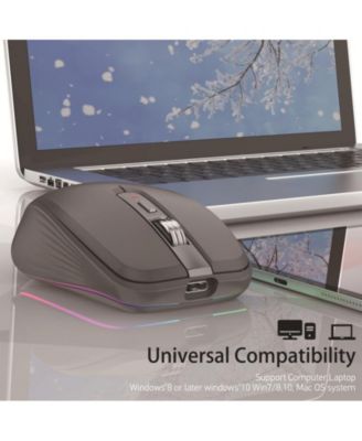 Dual-Mode Wireless Mouse-(2.4G & Bluetooth 5.1), 2400 DPI Adjustable, Silent Click, Type-C Rechargeable, for Office Workers