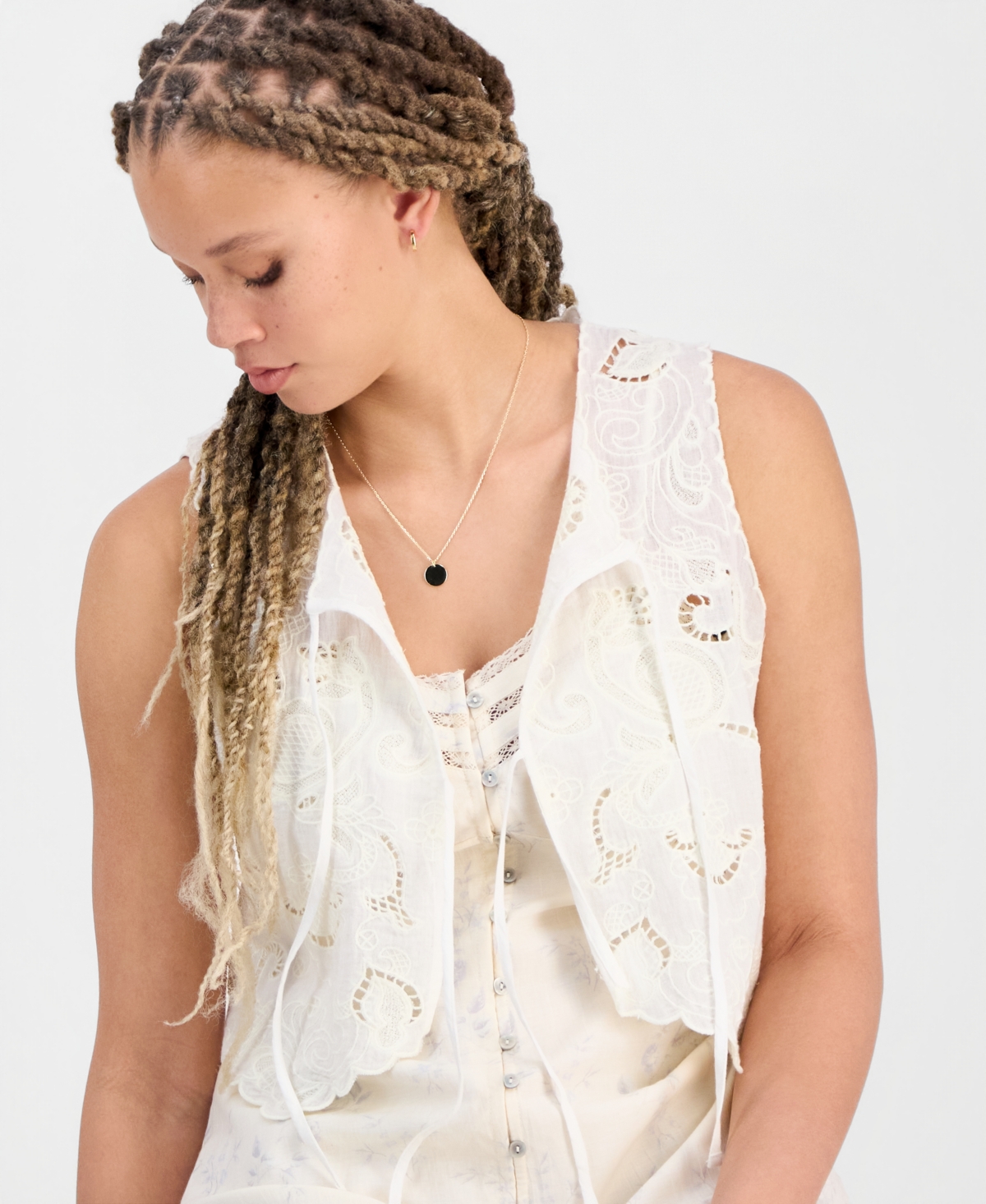 Lucky Brand Juniors' Festival Lacey Fly Away Cotton Top