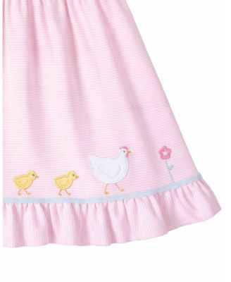 Baby Girl Stripe Knit Dress With Flowers, Hen & Chicks