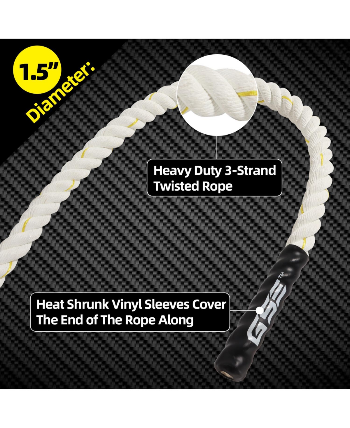 Gse Games & Sports Expert Gym Polyester Climbing Rope, 1.5" Diameter Workout Rope