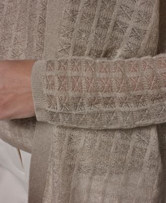 Women's Grid Pattern Long-Sleeve Cardigan