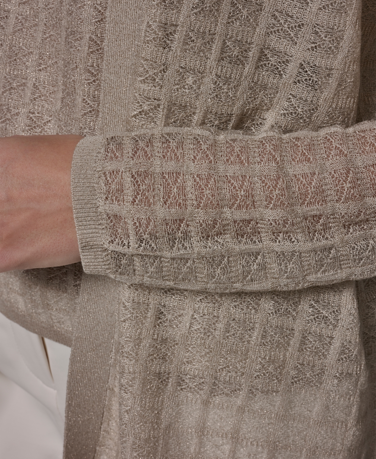 Donna Karan New York Women's Grid Pattern Long-Sleeve Cardigan