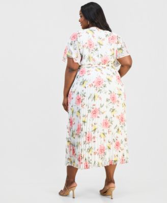 Plus Size Printed Flutter-Sleeve Maxi Dress