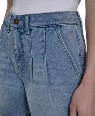 Women's Pleated Denim Shorts