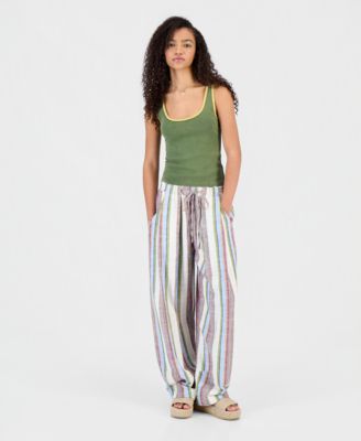 Juniors' Striped Wide-Leg Pants