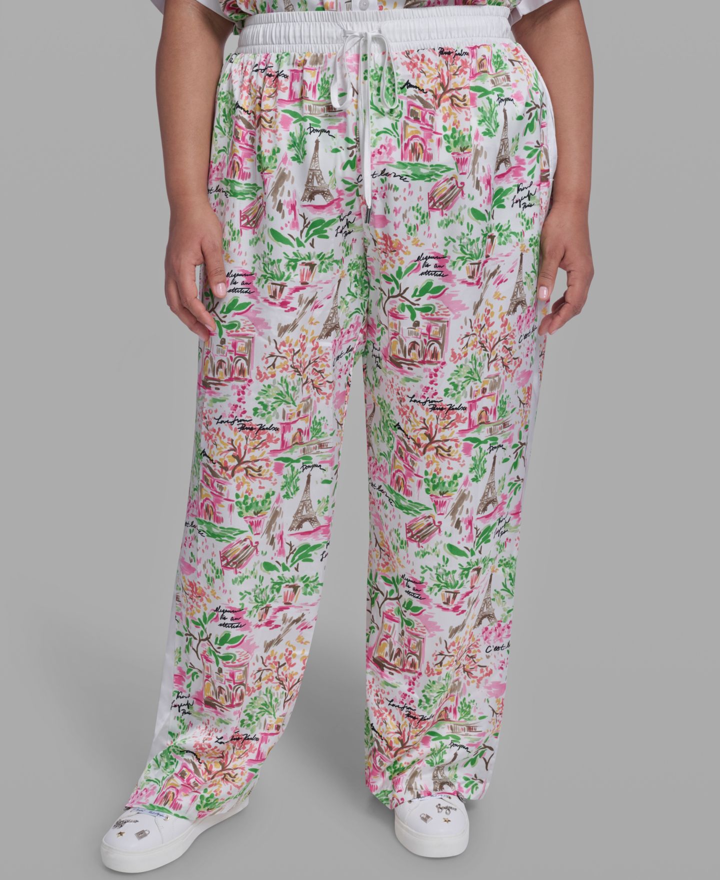 Женские брюки KARL LAGERFELD PARIS Plus Size Printed Soft, цвет: Розовый разноцветный — фото 4