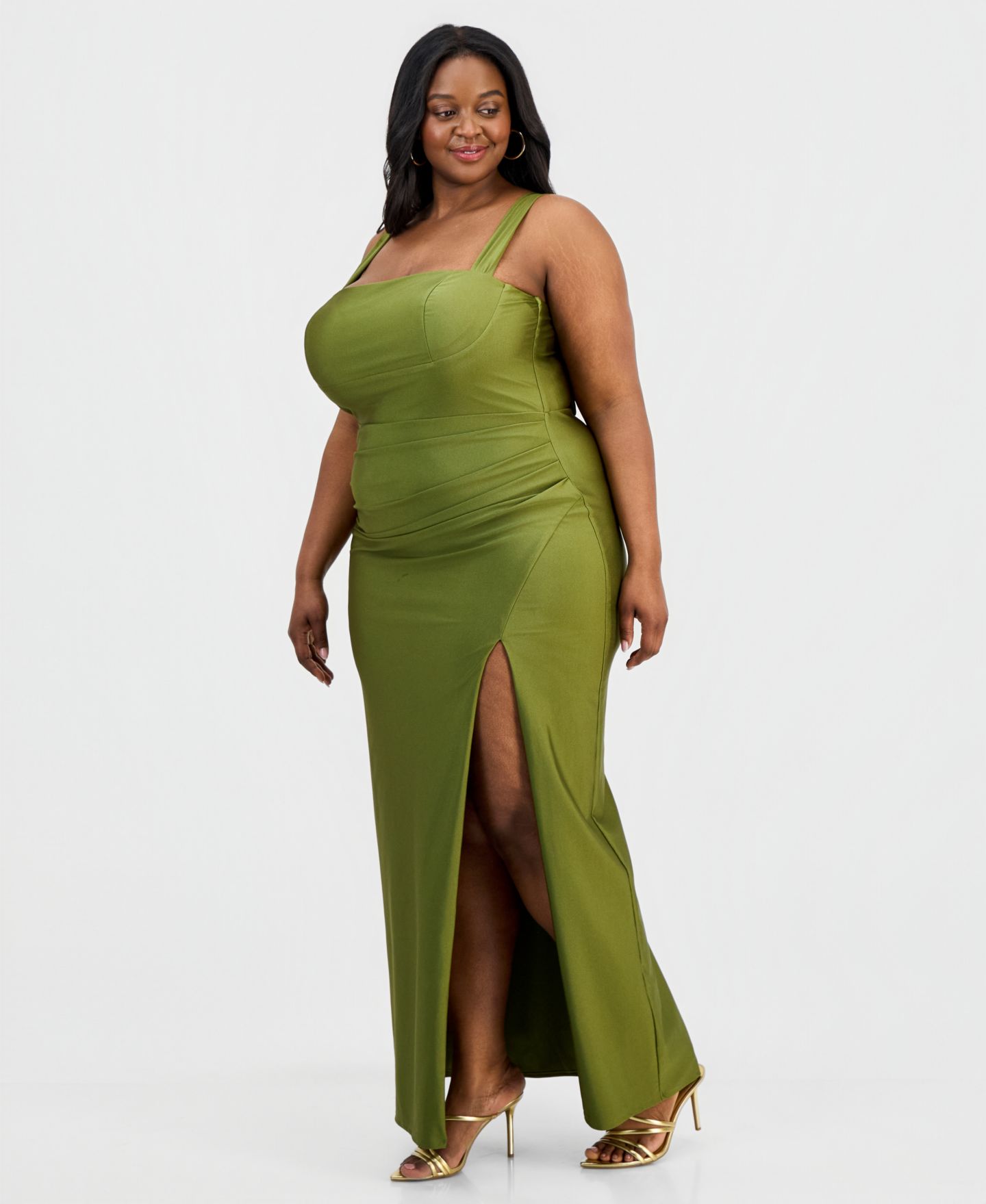 Женское платье SENI & CADE Trendy Plus Size Sateen Bow-Back, цвет: Оливковый — фото 5