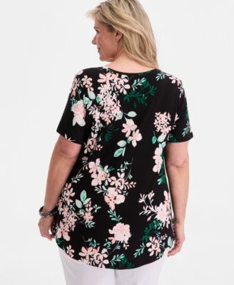 Plus Size Reve Garden Scoop-Neck T-Shirt