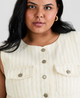 Trendy Plus Size Split-Hem Pocketed Vest