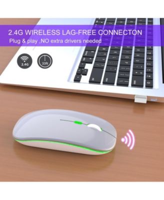 Dual-Mode Wireless Mouse: 2.4G/Bluetooth,Color Glow, Silent & 3-Speed DPI for Office/Design, Slim Easy-to-Use for Professionals/Students