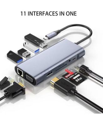 11-in-1 USB-C Hub, 4K UHD HDMI Display, Type C PD, USB 3.0, RJ45 Ethernet, SD/TF Card Reader,for Home Office, Travel