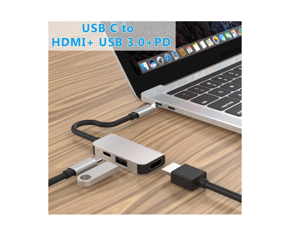 Risokeys 3-in-1 Usb C Hub with 100W Pd Charging, 4K Hdmi & 5Gbps Usb 3.0, for Office/Travel, Compatible with MacBook