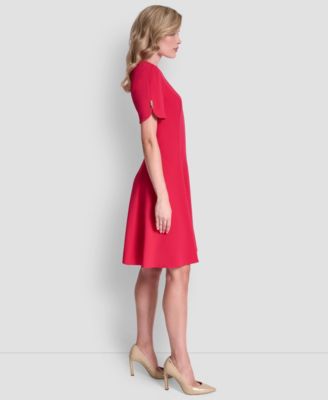 Women's Short-Sleeve Jewel Neck Dress