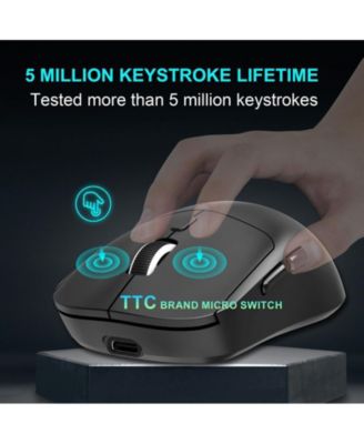 Tri-Mode Wireless Gaming Mouse, 6400 DPI Adjustable, 72g Lightweight, USB-C Rechargeable, 500mAh Battery, Compatible with PC, Laptop, Mac