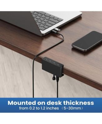 4-Port USB C Clamp Hub- Non-Slip Adjustable Design, for Office/Home, Ideal for Laptop & Desktop Users