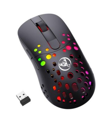 Dual-Mode Wireless Gaming Mouse, Hollow Hole Design, 10000 DPI Adjustable, 10 RGB Lighting Modes, 550mAh Rechargeable