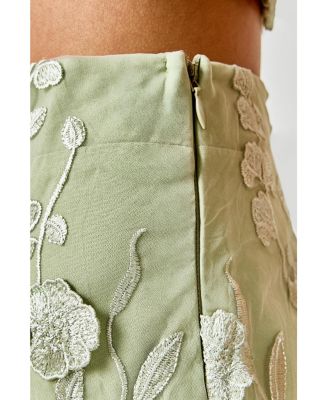 Women's Floral Embroidered Midi Skirt
