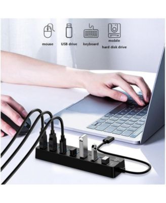 USB Hub Multi USB Splitter - with 7-Port, USB Extension Cable, for Mouse Flash Drive Keyboard Mobile Hard Disk Drive