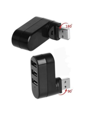Rotatable 3-Port USB 2.0 Hub (90/180° Rotation) - with 480Mbps Speed, - Mini Portable Splitter for Laptop, Desktop, PC